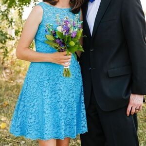 David's Bridal Short Sleeveless All Over Lace Bridesmaid Dress Malibu Sz 4